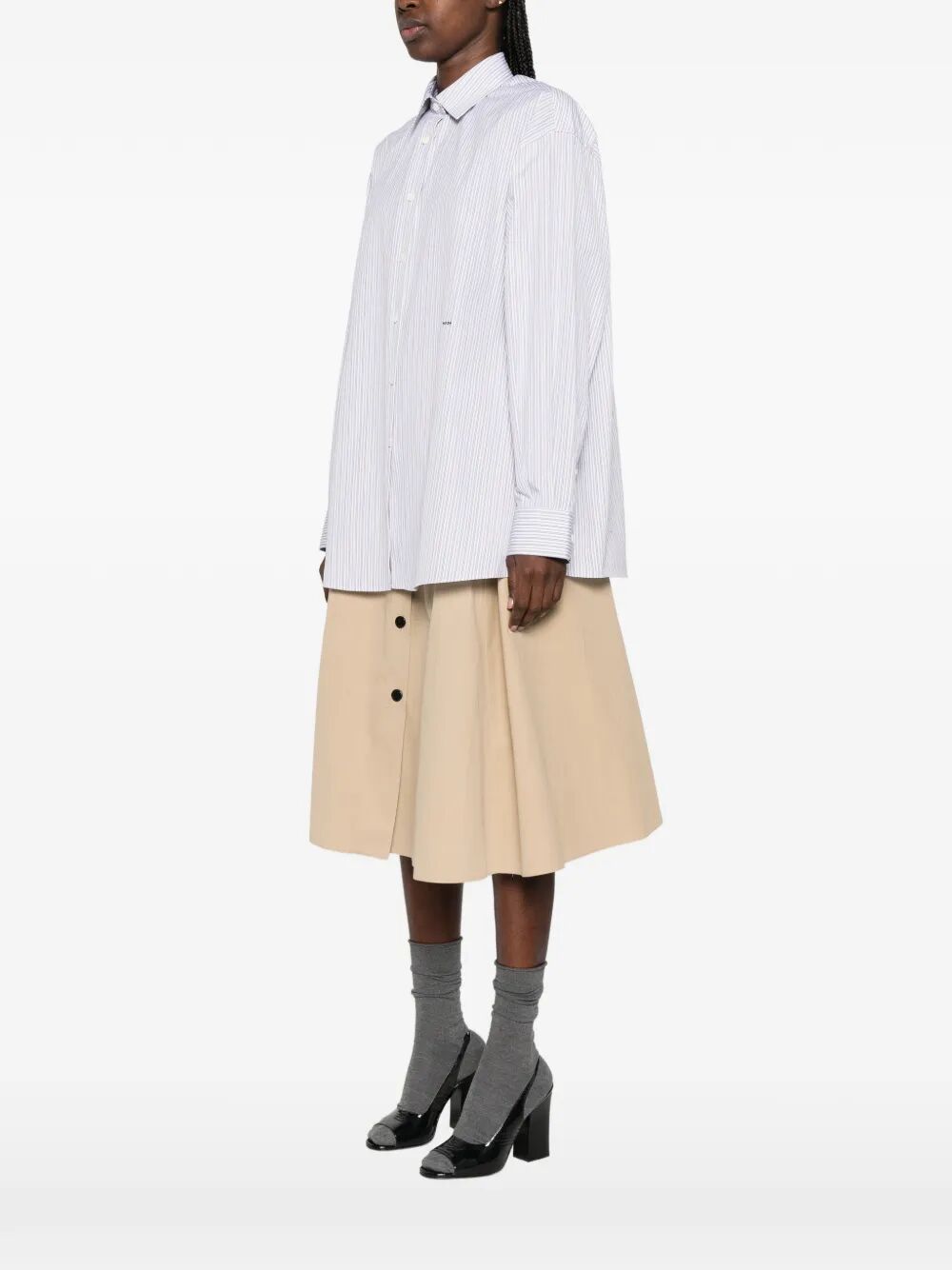 Prada Women Double-Stripe Cotton Poplin Shirt PRADA