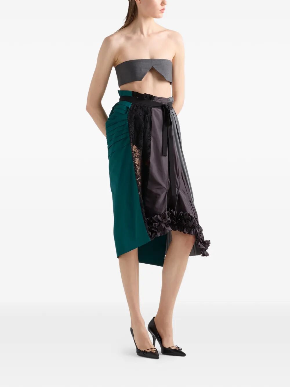 Prada Women Technical Taffeta Patchwork Skirt PRADA
