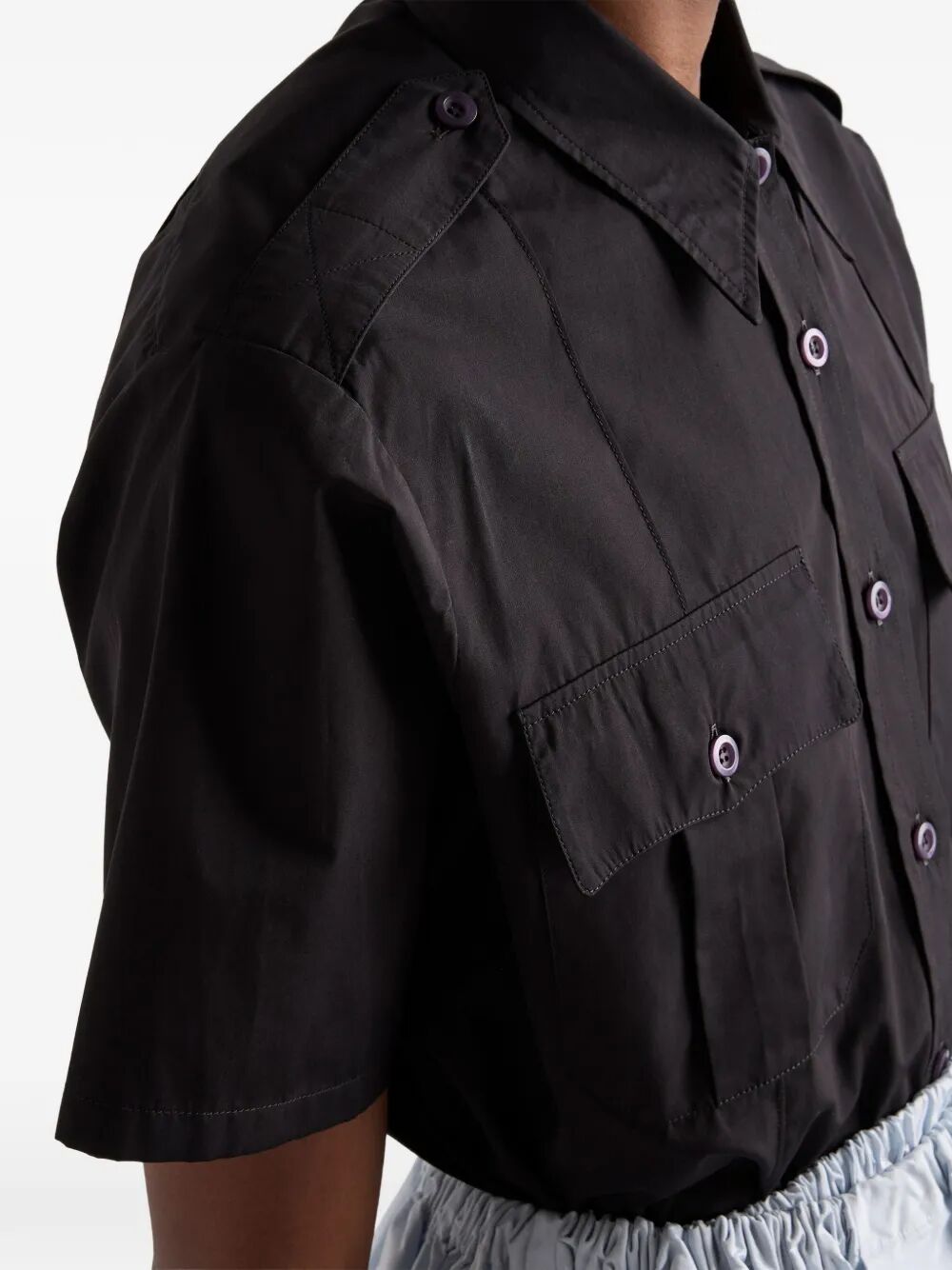 Prada Women Short-Sleeved Poplin Utility Shirt PRADA