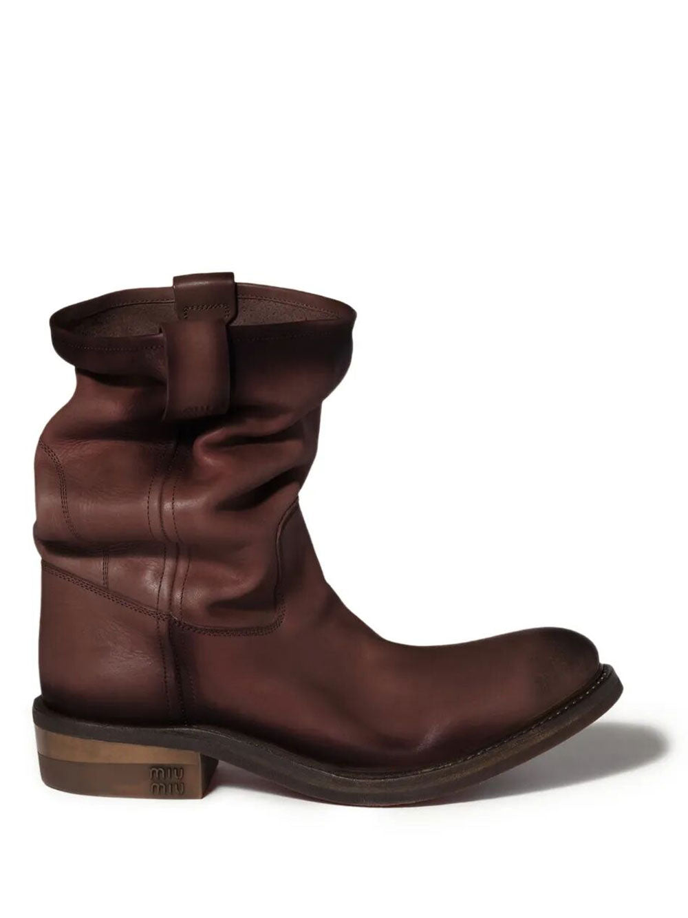 Miu Miu Women Foule Aged Look Leather Booties MIU MIU