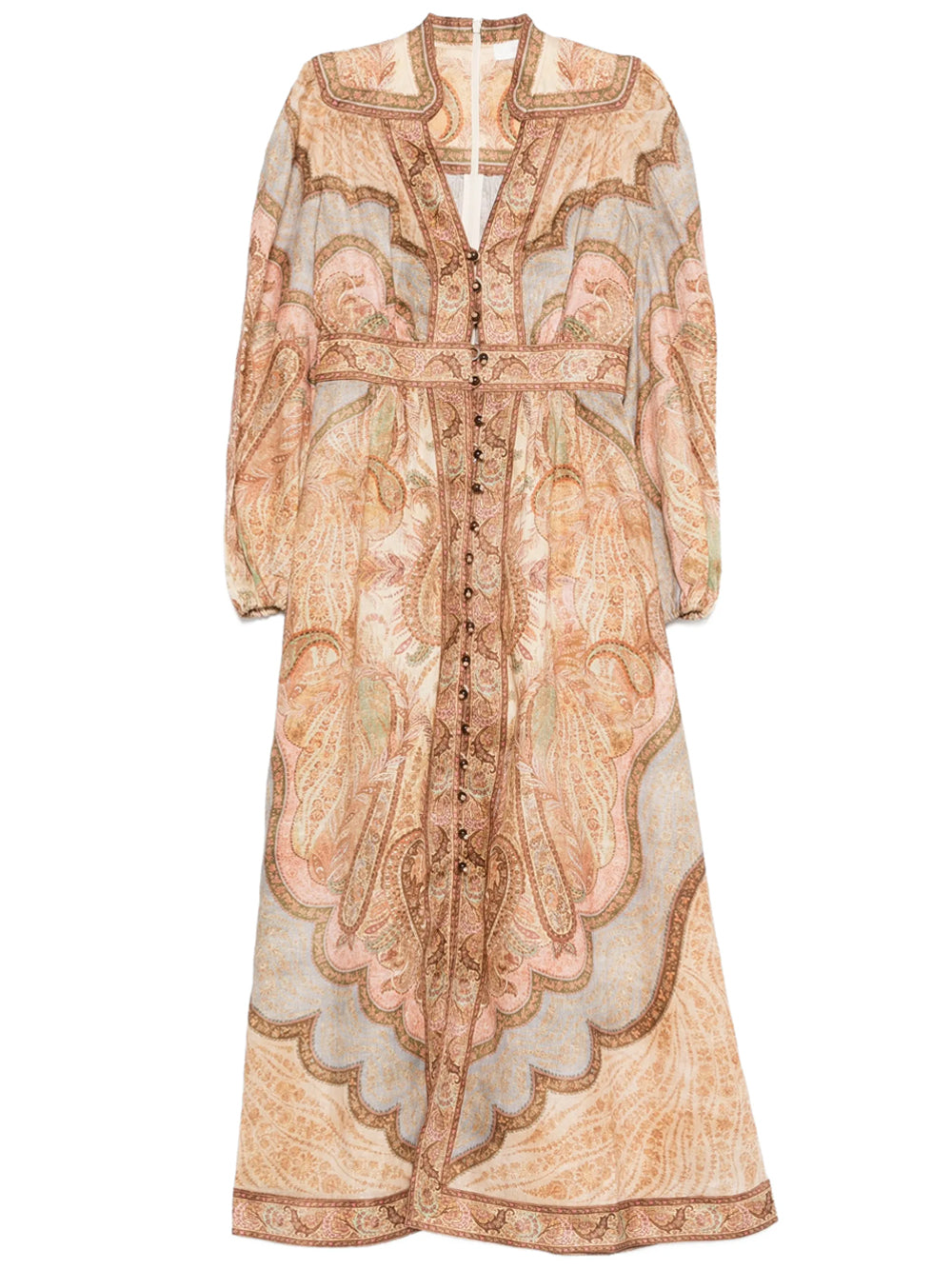 Zimmermann Women Wanderlust Plunge Linen Midi Dress ZIMMERMANN