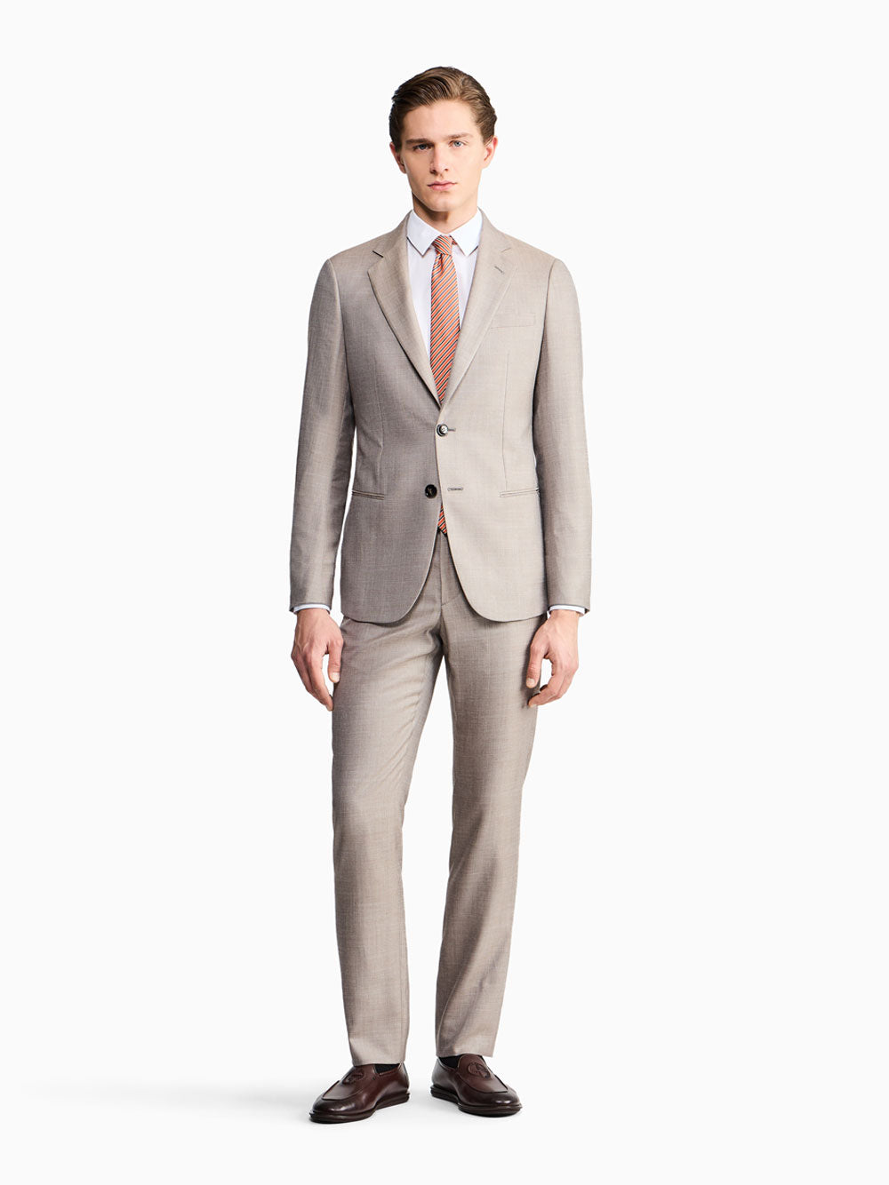 Giorgio Armani Men Soho Line Single-Breasted Suit In Wool, Silk And Linen Grisaille GIORGIO ARMANI
