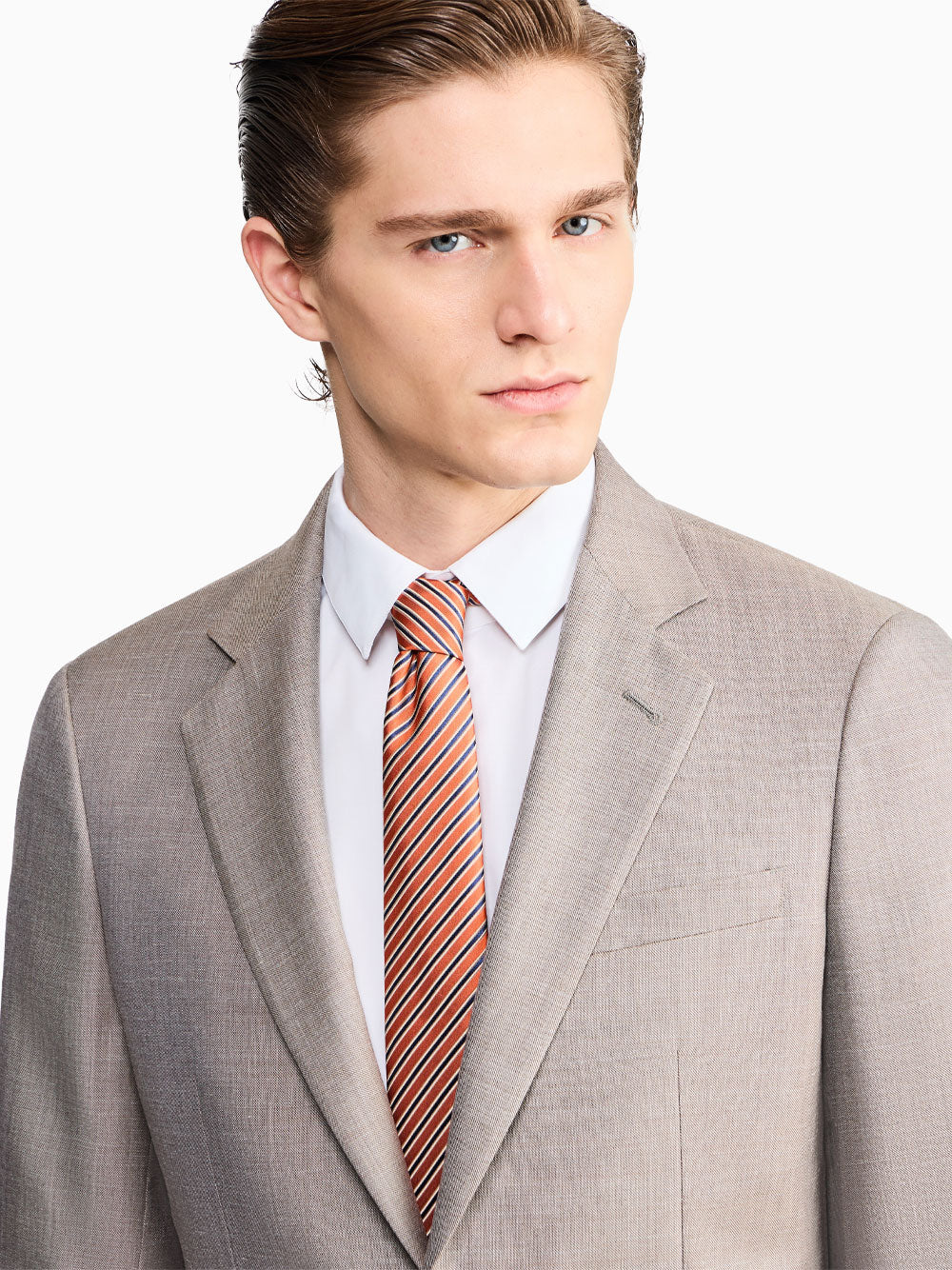 Giorgio Armani Men Soho Line Single-Breasted Suit In Wool, Silk And Linen Grisaille GIORGIO ARMANI