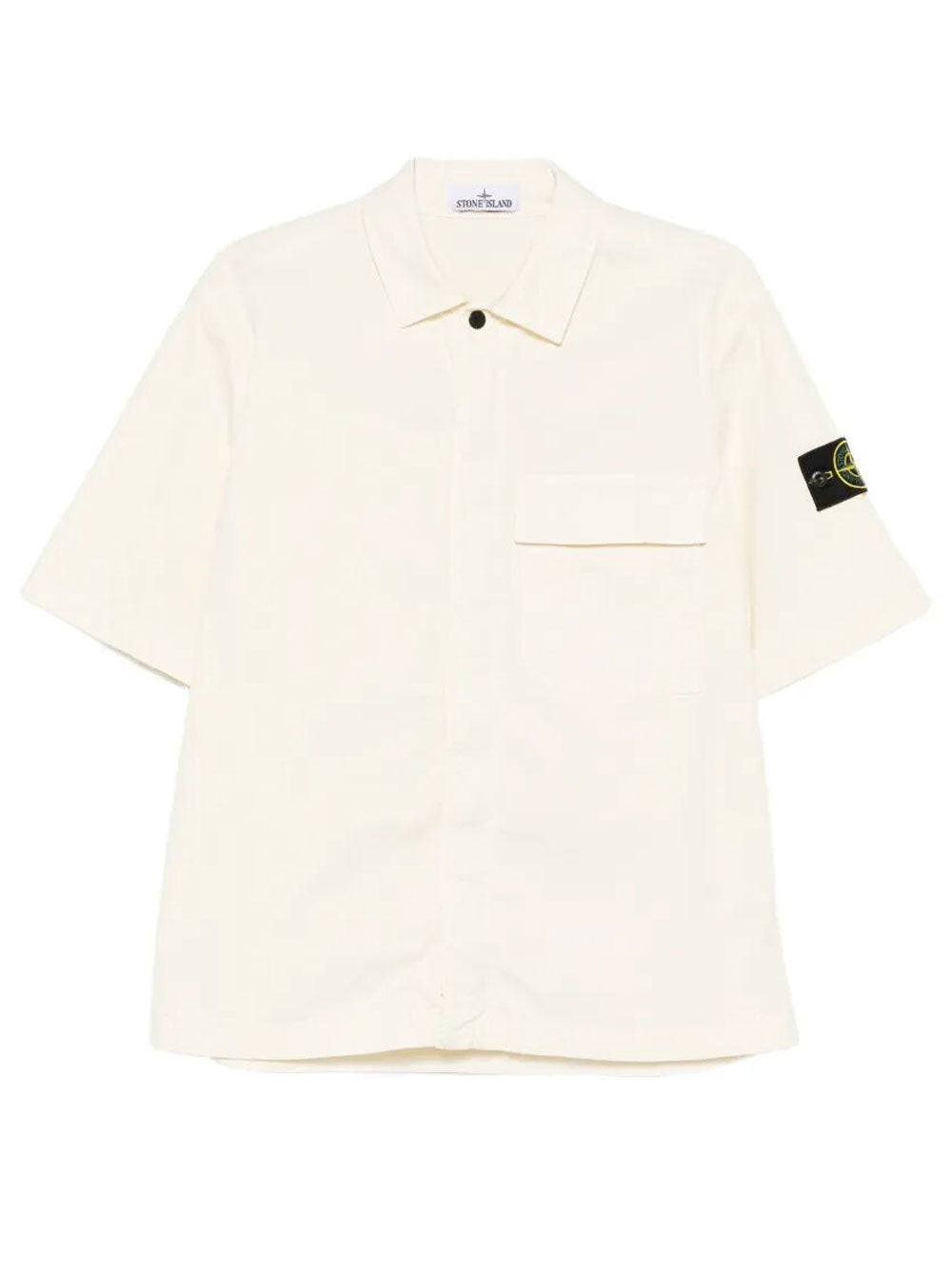 Stone Island Men Comfort-Fit Short-Sleeved Cotton Twill Shirt With Pocket STONE ISLAND