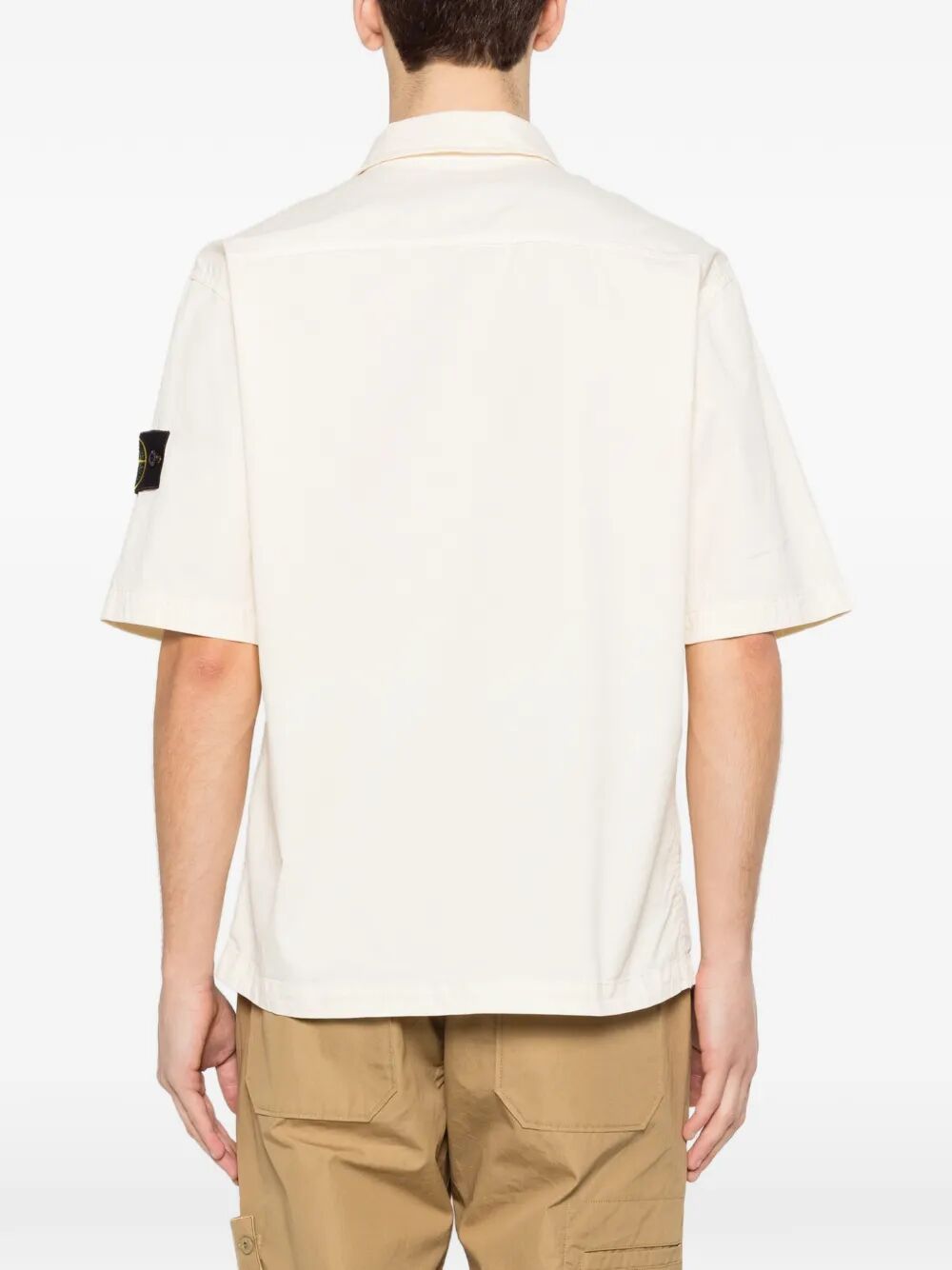 Stone Island Men Comfort-Fit Short-Sleeved Cotton Twill Shirt With Pocket STONE ISLAND