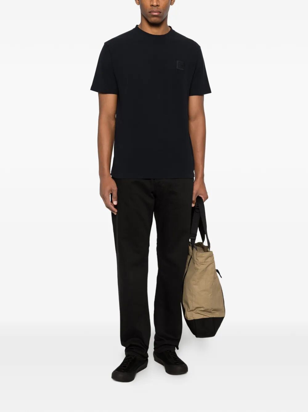 Stone Island Men Slim Fit T-Shirt With Tonal Compass Patch STONE ISLAND