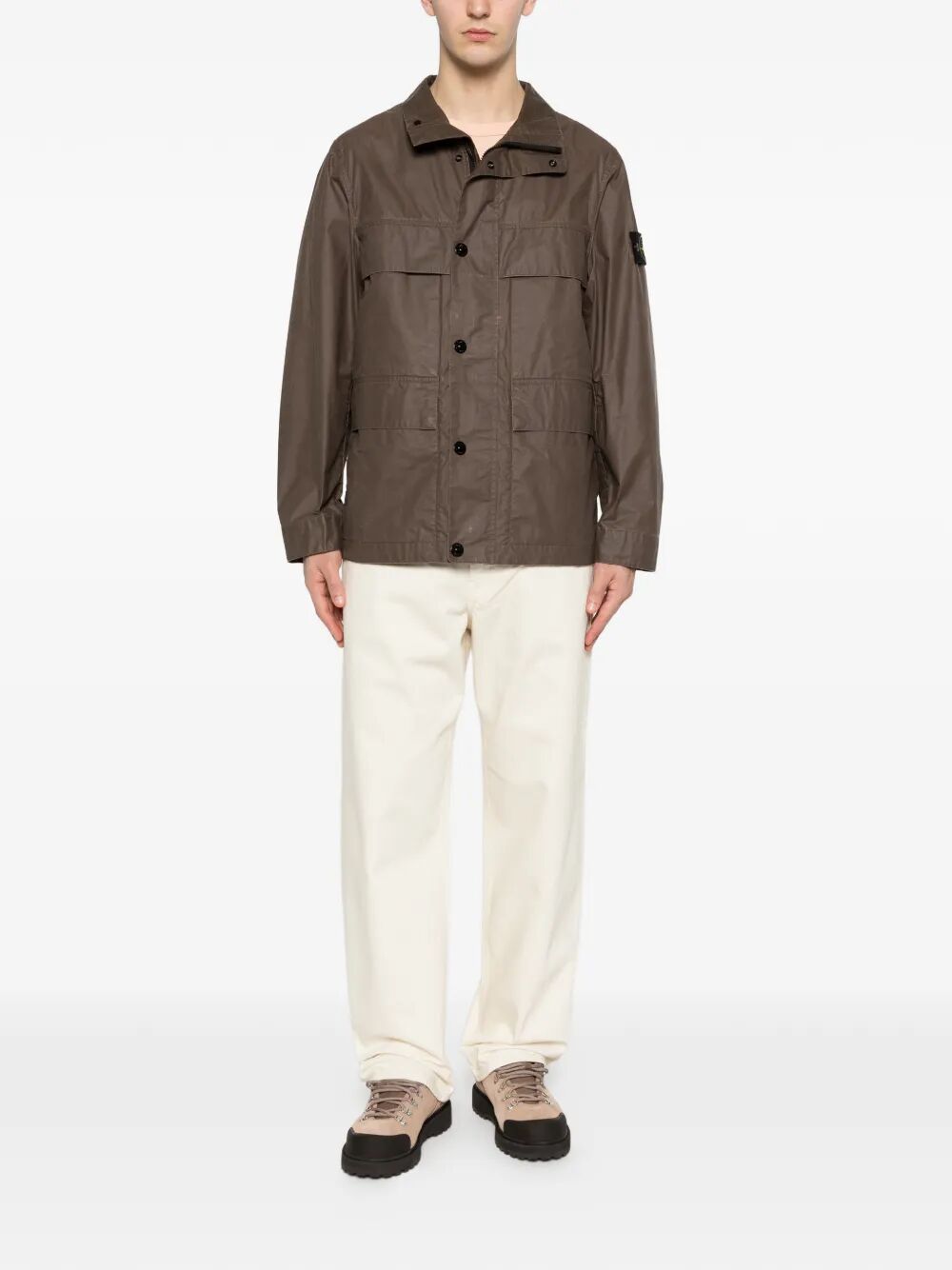 Stone Island Men Waxed Pigment Cotton Tela Field Jacket STONE ISLAND