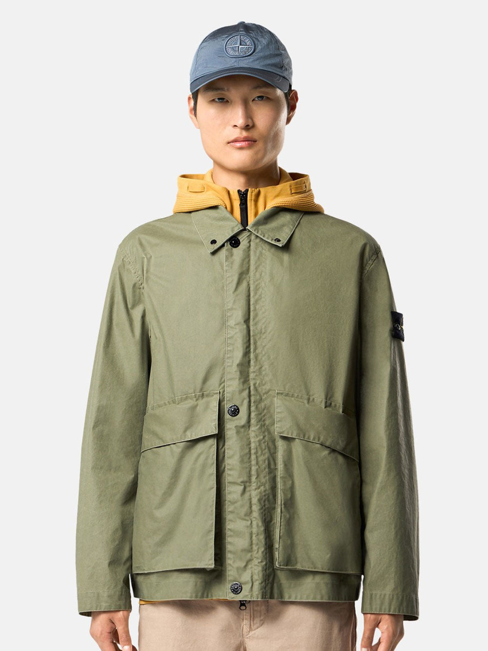 Stone Island Men Waxed Pigment Cotton Tela Coach Jacket STONE ISLAND