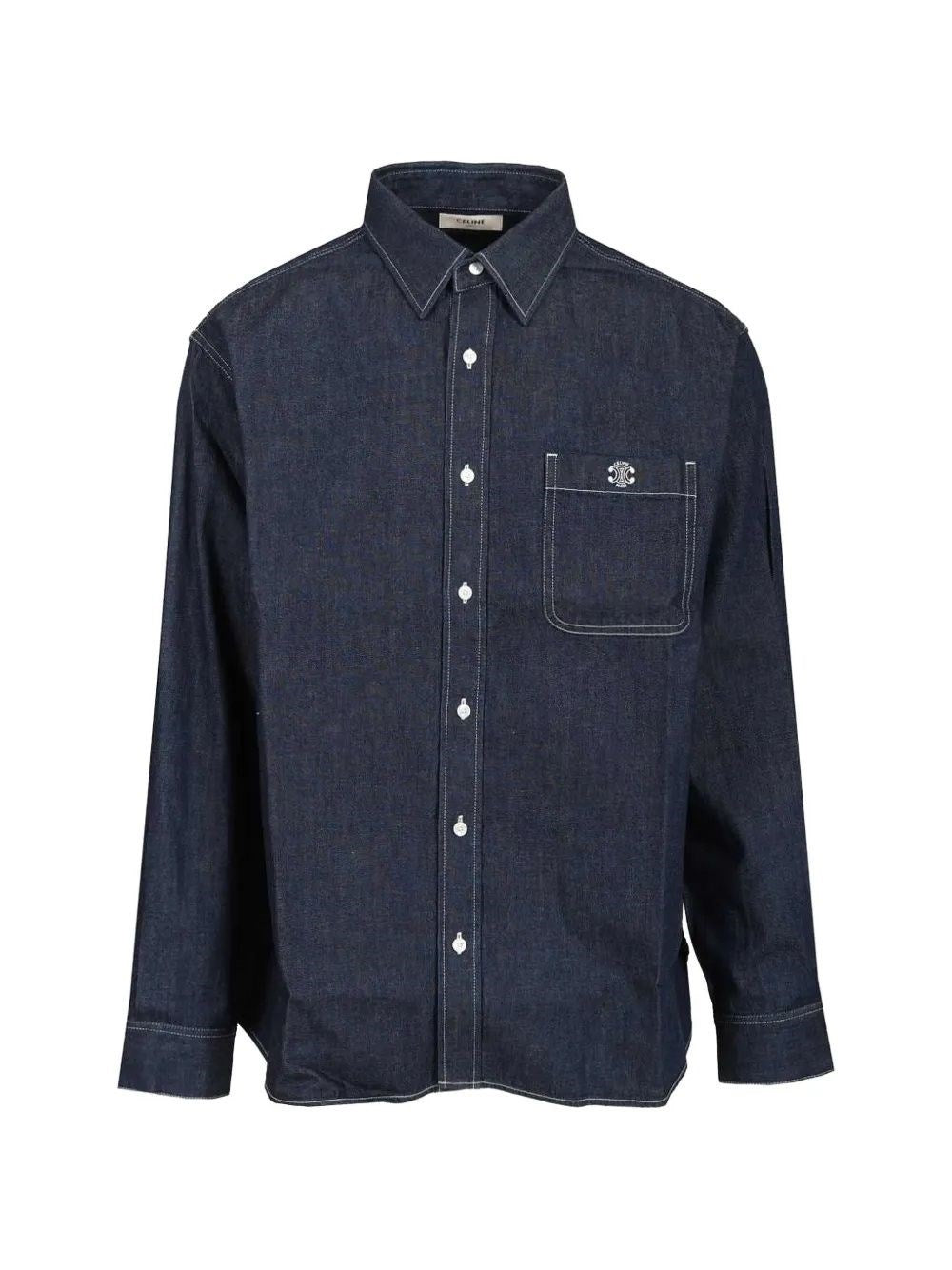 Celine Men Loose-Fit Denim Shirt