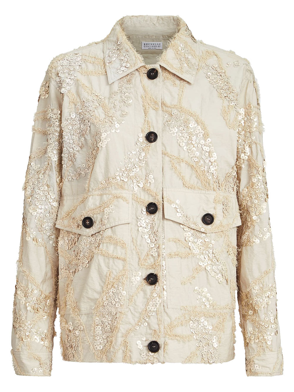 Brunello Cucinelli Women Dazzling Seabed Embroidery Outerwear Jacket In Techno Cotton Poplin BRUNELLO CUCINELLI
