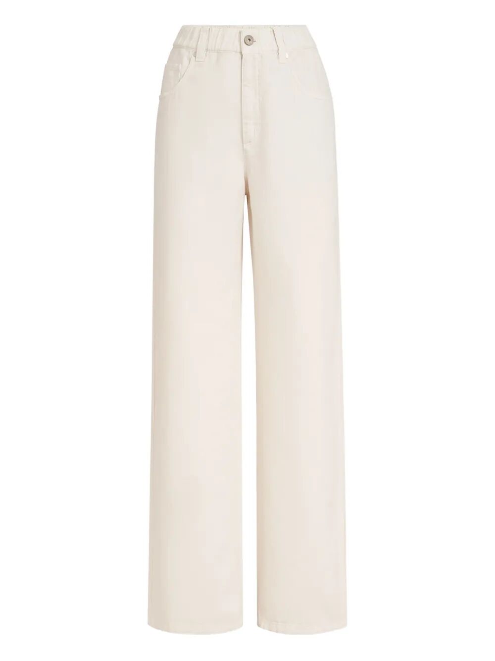 Brunello Cucinelli Women Garment-Dyed Cotton And Linen Contemporary Trousers In With Monili BRUNELLO CUCINELLI