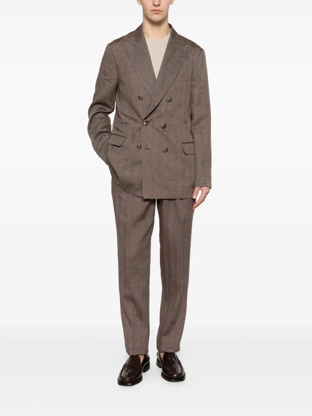 Brunello Cucinelli Men Linen And Virgin Wool Chevron Leisure Suit BRUNELLO CUCINELLI