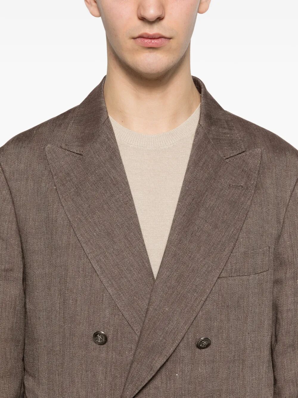 Brunello Cucinelli Men Linen And Virgin Wool Chevron Leisure Suit BRUNELLO CUCINELLI