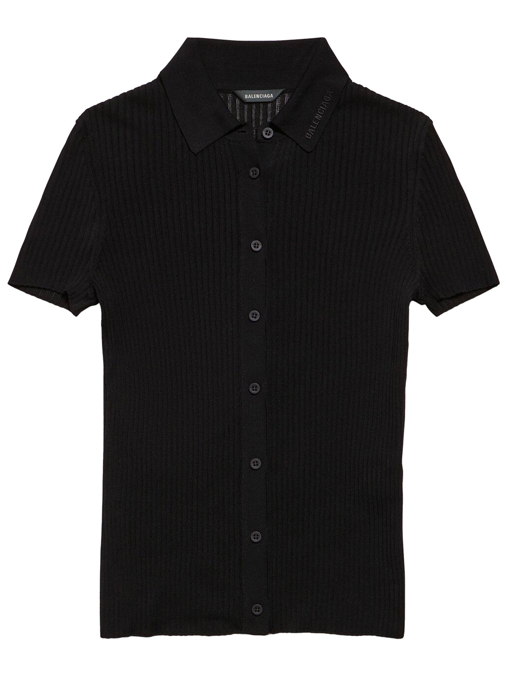 Balenciaga Women Short Sleeved Ribbed Viscose And Cotton Knit Top BALENCIAGA