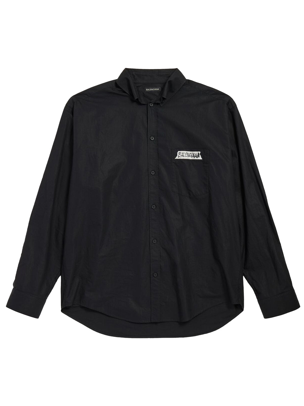 Balenciaga Men Camicia Masking Tape A Maniche Lunghe Vestibilità Ampia Da Uomo In Nero BALENCIAGA