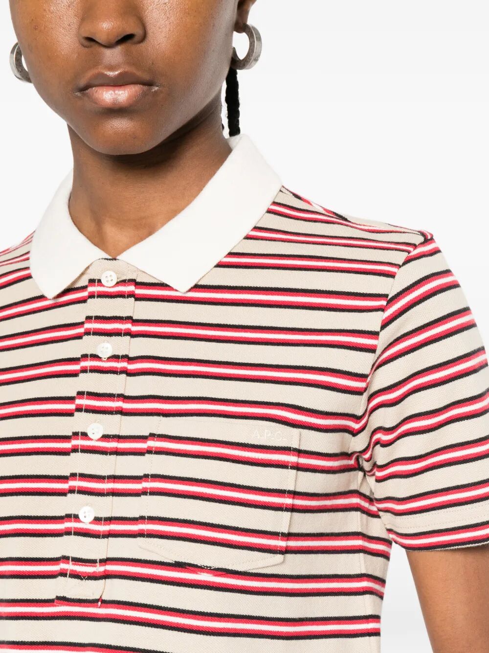 A.P.C. Women Raye Striped Cotton Polo Shirt A.P.C.