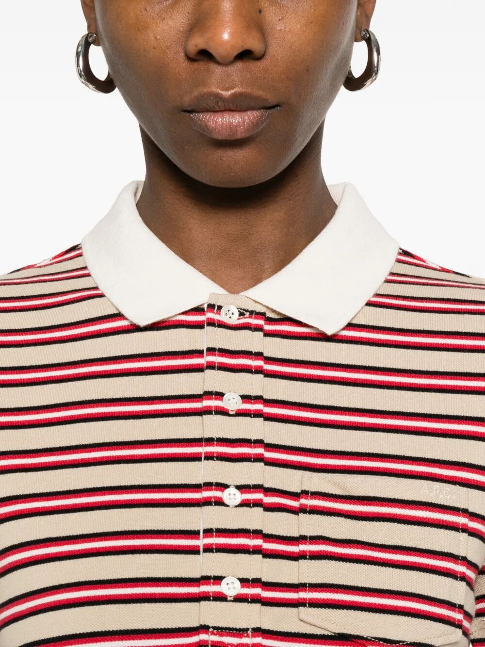A.P.C. Women Raye Cotton Striped Polo Dress A.P.C.