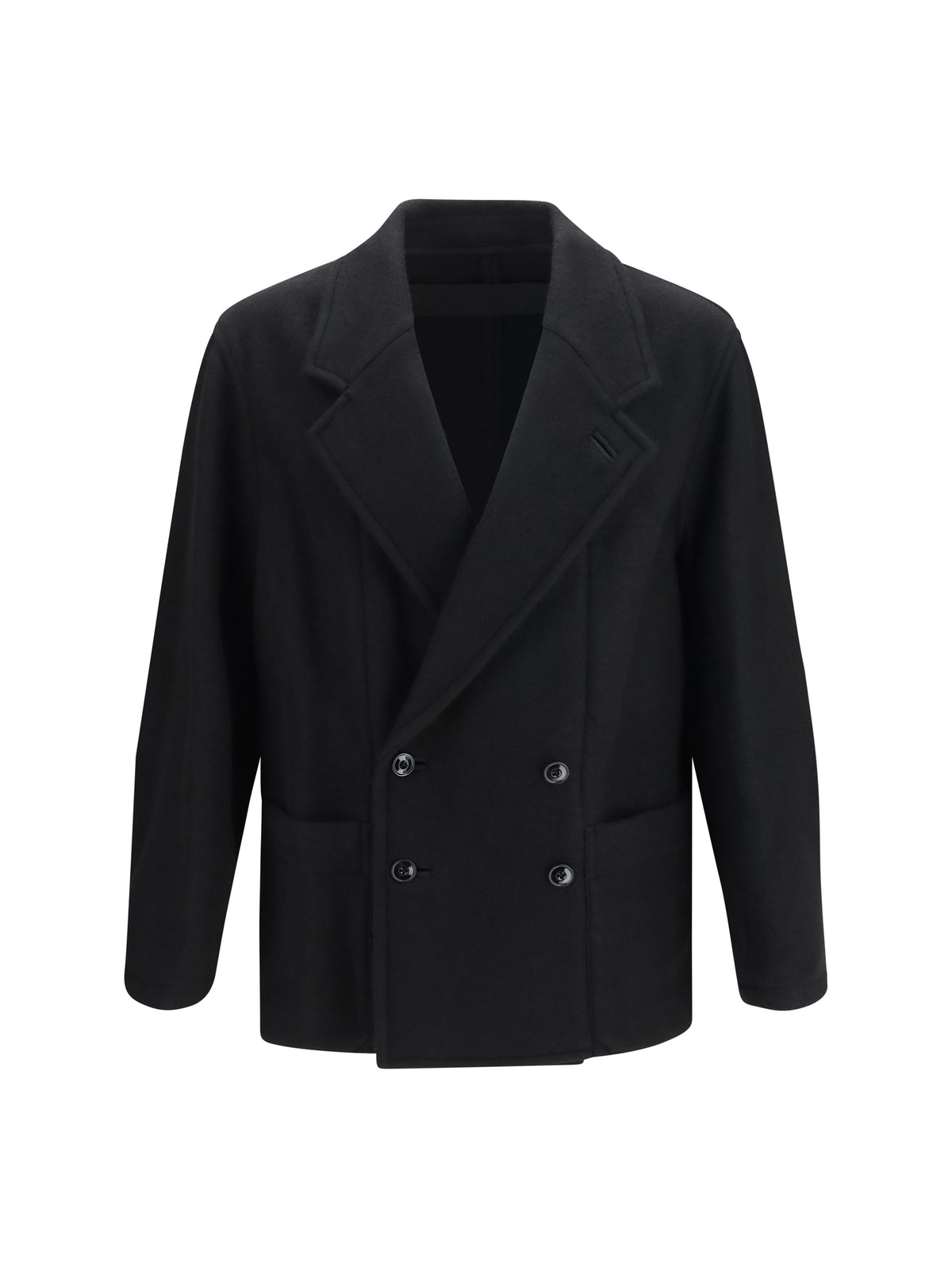 Lemaire Men Short Double-Breasted Wool And Alpaca Coat LEMAIRE
