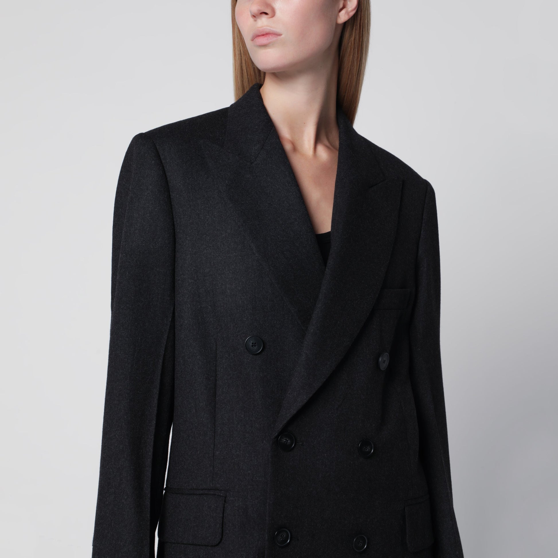 Victoria Beckham Dark Grey Double-Breasted Wool Jacket Women VICTORIA BECKHAM