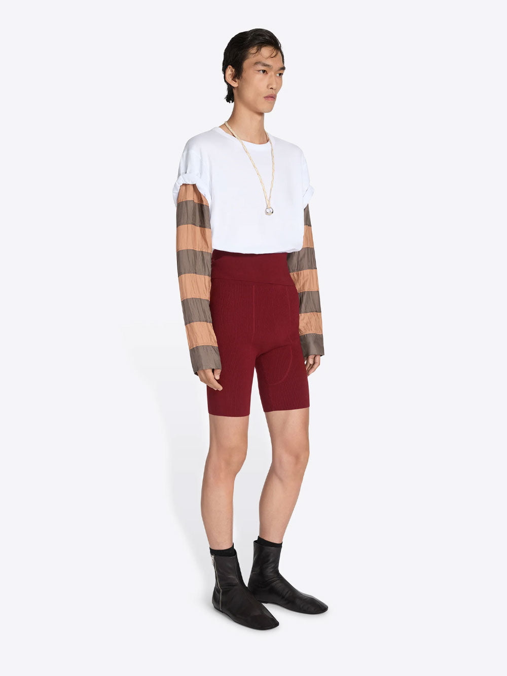Dries Van Noten Men Loose Fit Contrast Striped Sleeves T-Shirt DRIES VAN NOTEN