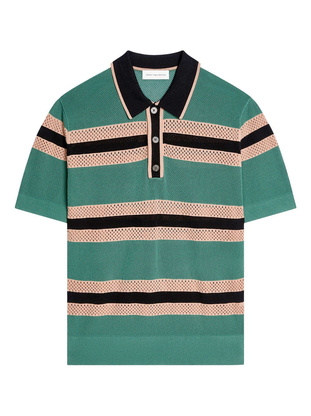Dries Van Noten Men Mercy Viscose Mesh Tricolor Striped Polo Shirt DRIES VAN NOTEN