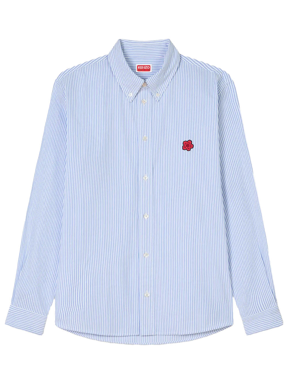 Kenzo Men `Boke Flower` Embroidered Casual Shirt In Seersucker Cotton KENZO