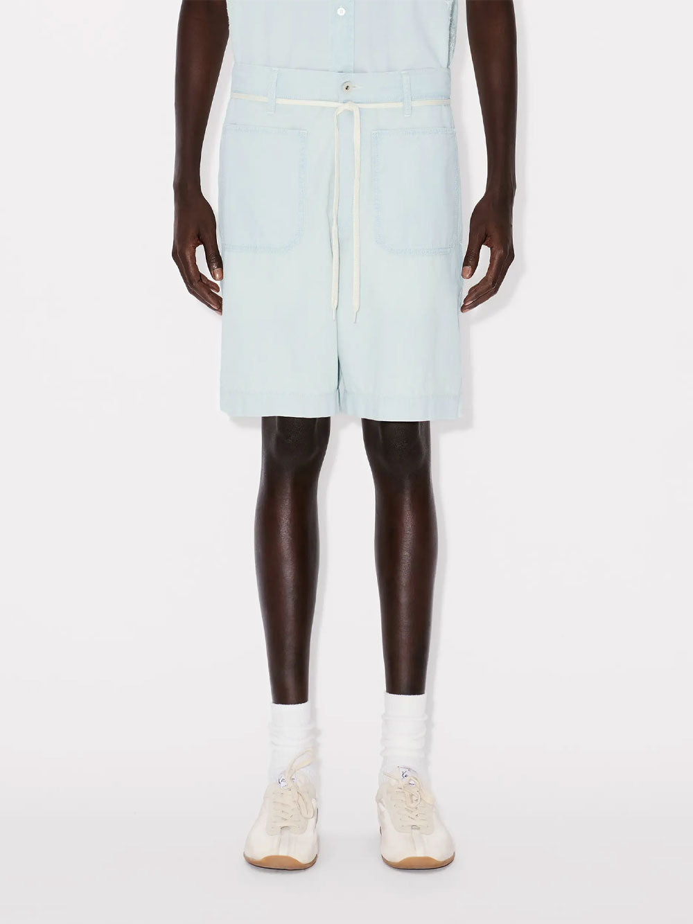 Kenzo Men Straight Shorts In Stone Bleach Chambray KENZO