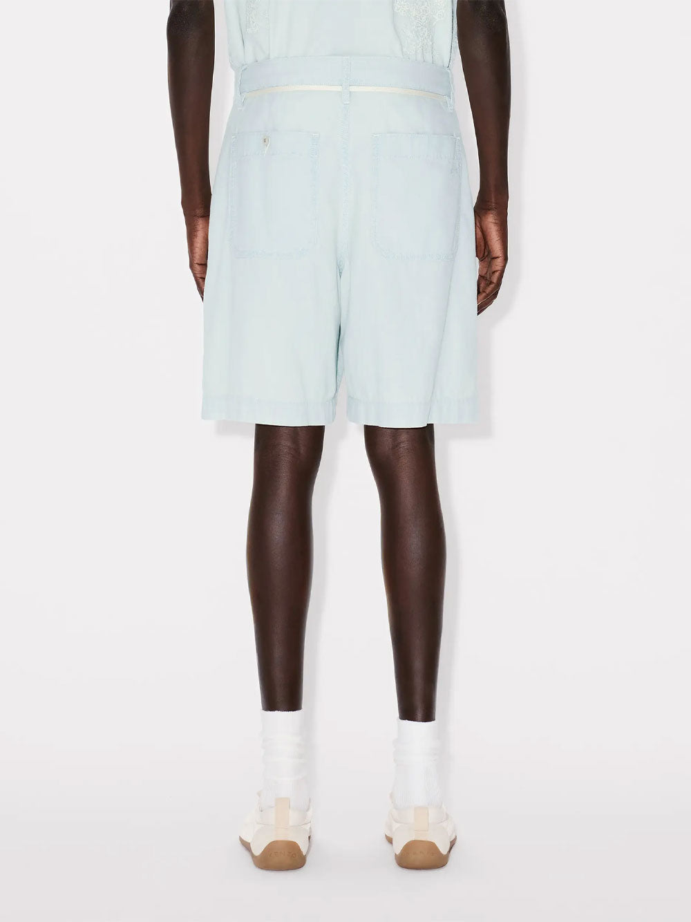 Kenzo Men Straight Shorts In Stone Bleach Chambray KENZO