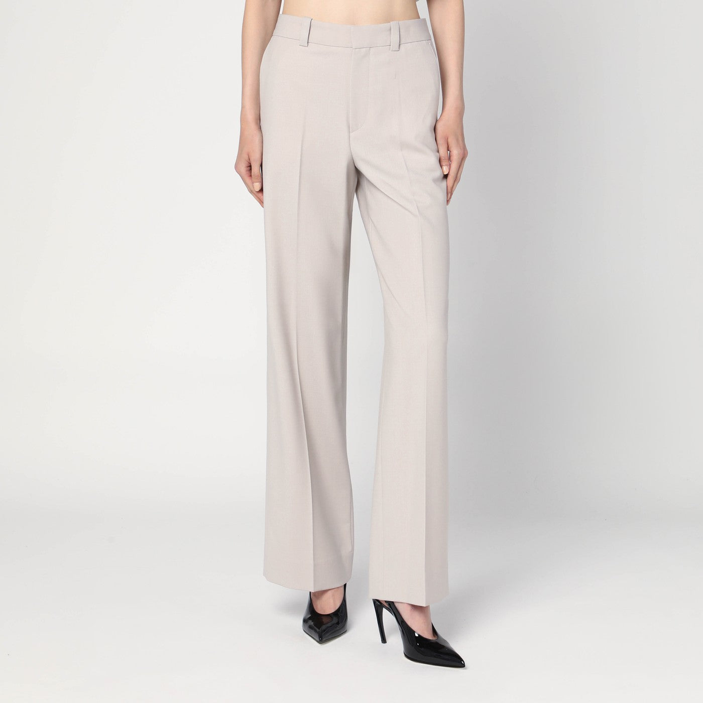 Victoria Beckham Pumice-Coloured Trousers In Wool Blend Women VICTORIA BECKHAM