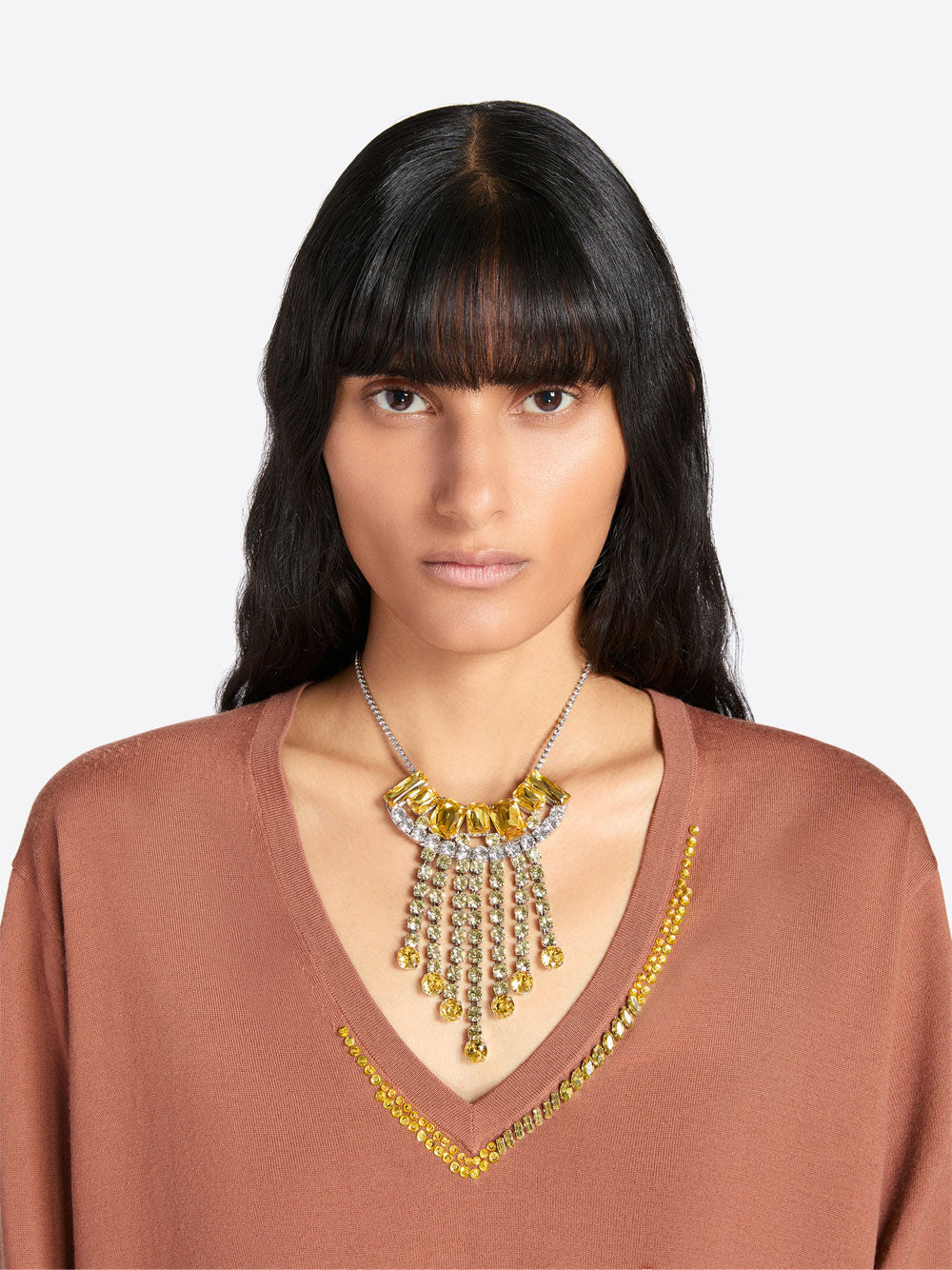 Dries Van Noten Women Statement Brass Necklace With Strass Charms DRIES VAN NOTEN