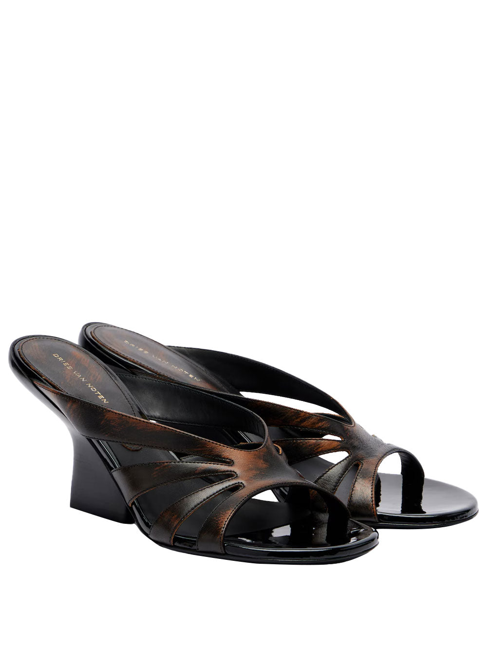 Dries Van Noten Women Distressed-Effect Leather Wedge Mule DRIES VAN NOTEN