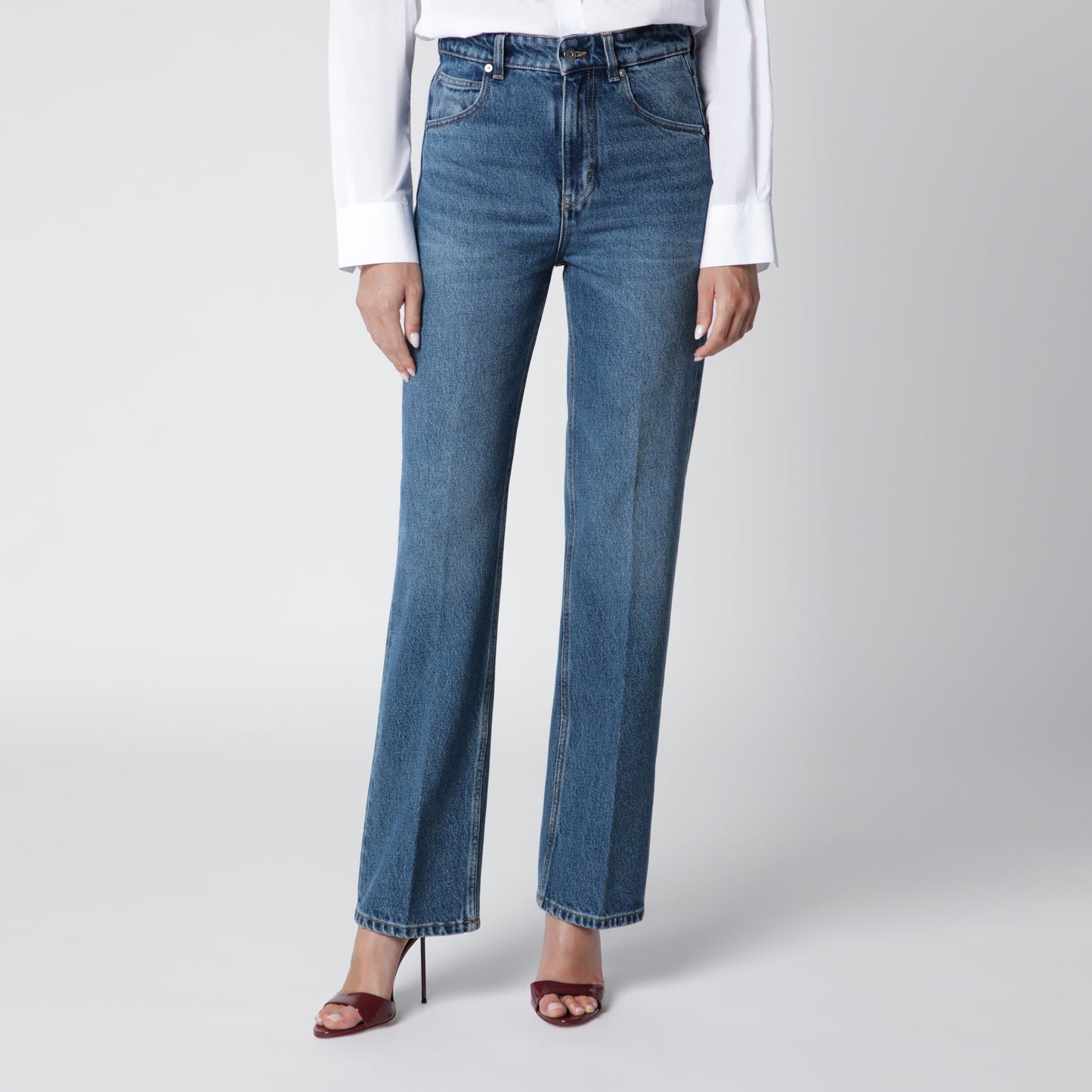 Victoria Beckham Julia Jeans In Blue Cotton Denim Women VICTORIA BECKHAM