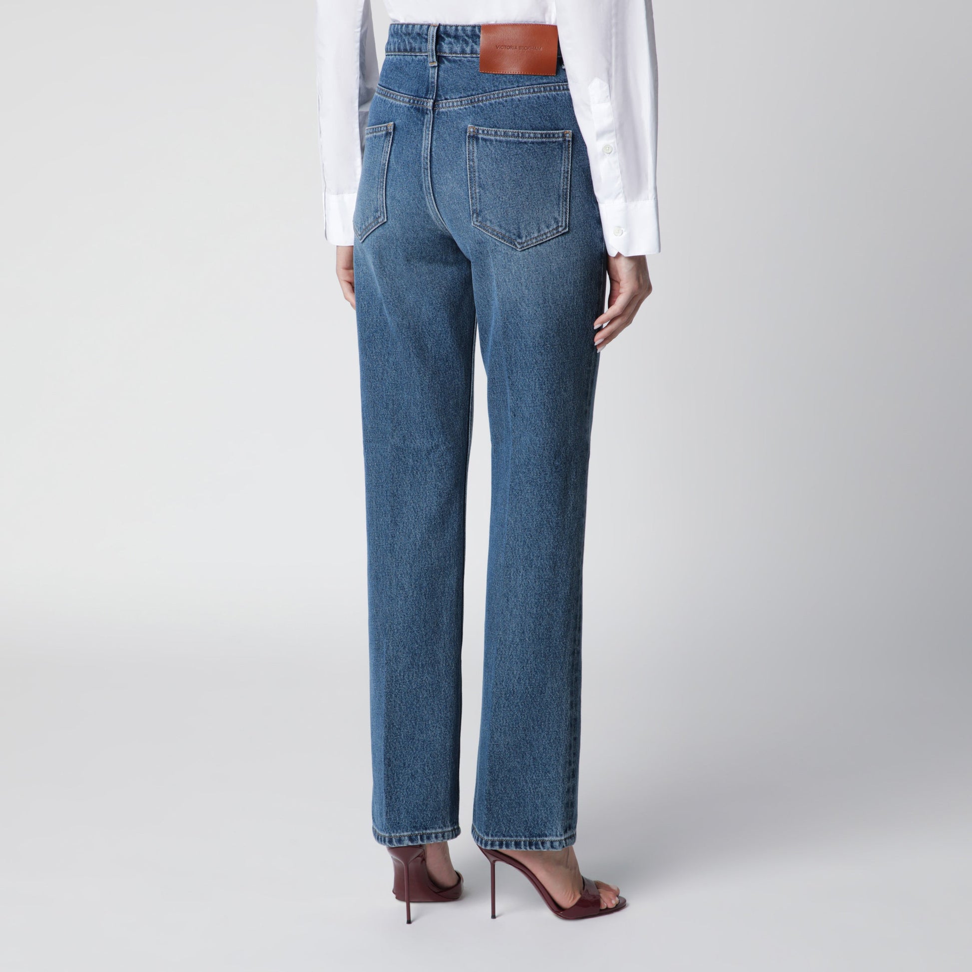 Victoria Beckham Julia Jeans In Blue Cotton Denim Women VICTORIA BECKHAM