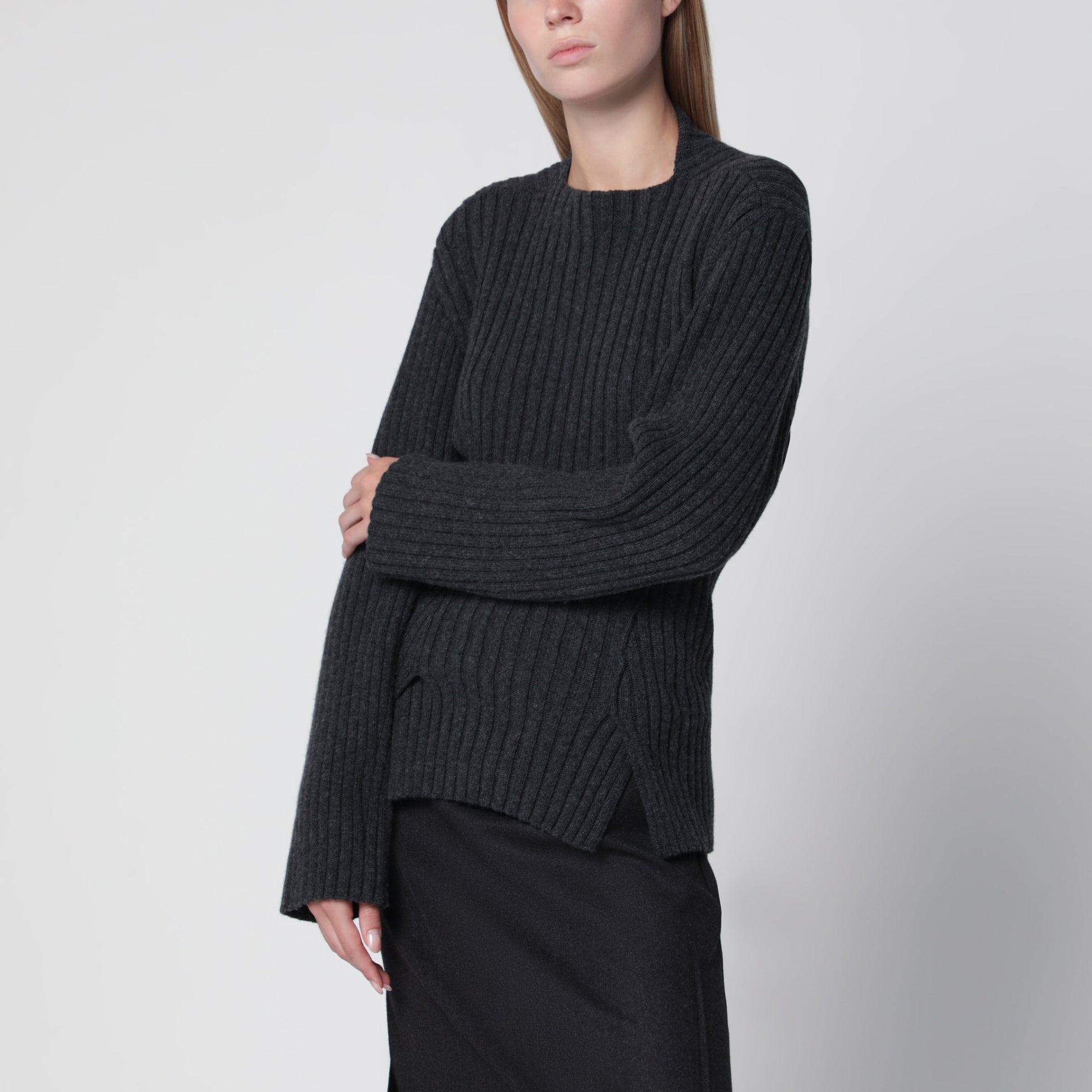 Victoria Beckham Ribbed Sweater In Burgundy Wool And Cashmere Women VICTORIA BECKHAM