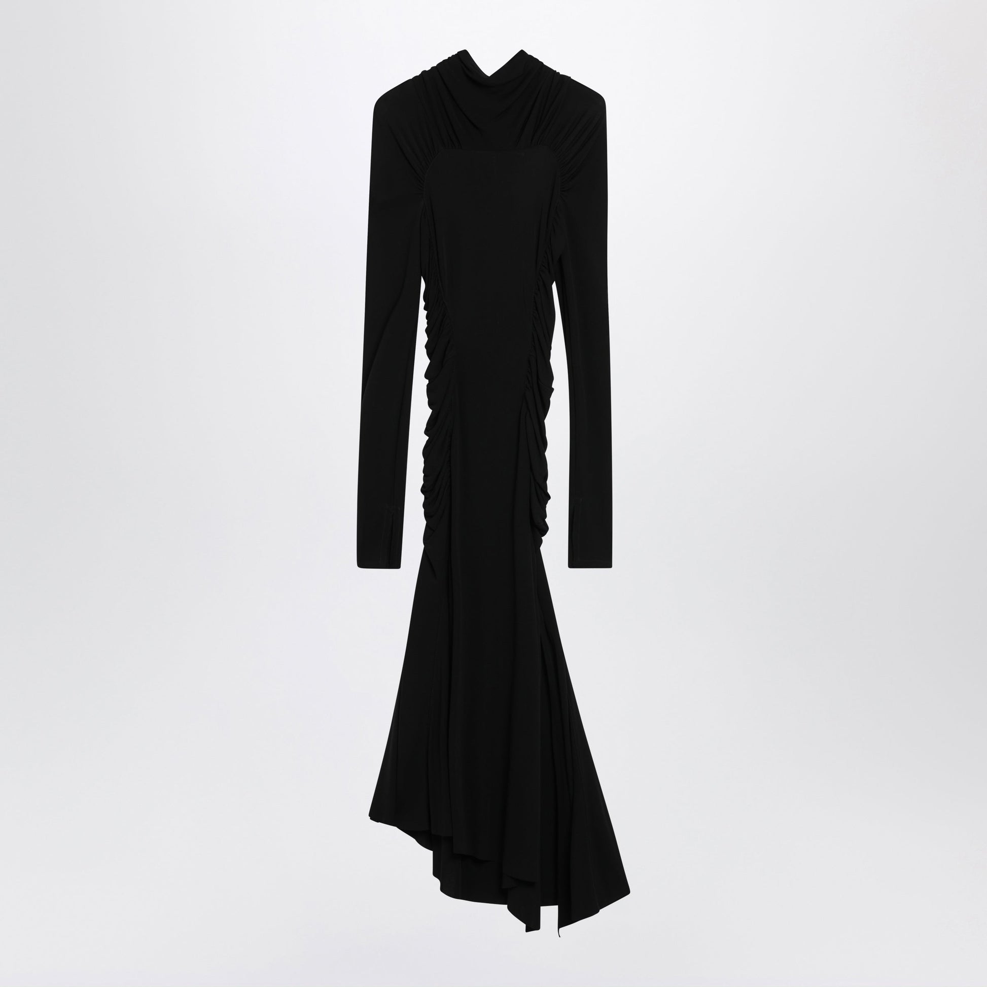 Victoria Beckham Black Midi High-Neck Dress In Viscose Women VICTORIA BECKHAM