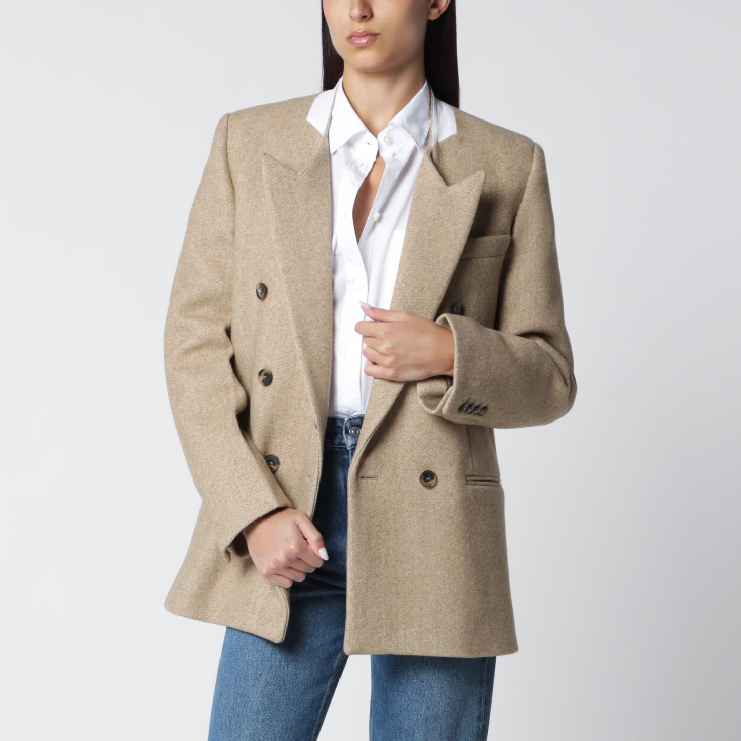Victoria Beckham Beatrice Double-Breasted Jacket In Camel Wool Women VICTORIA BECKHAM