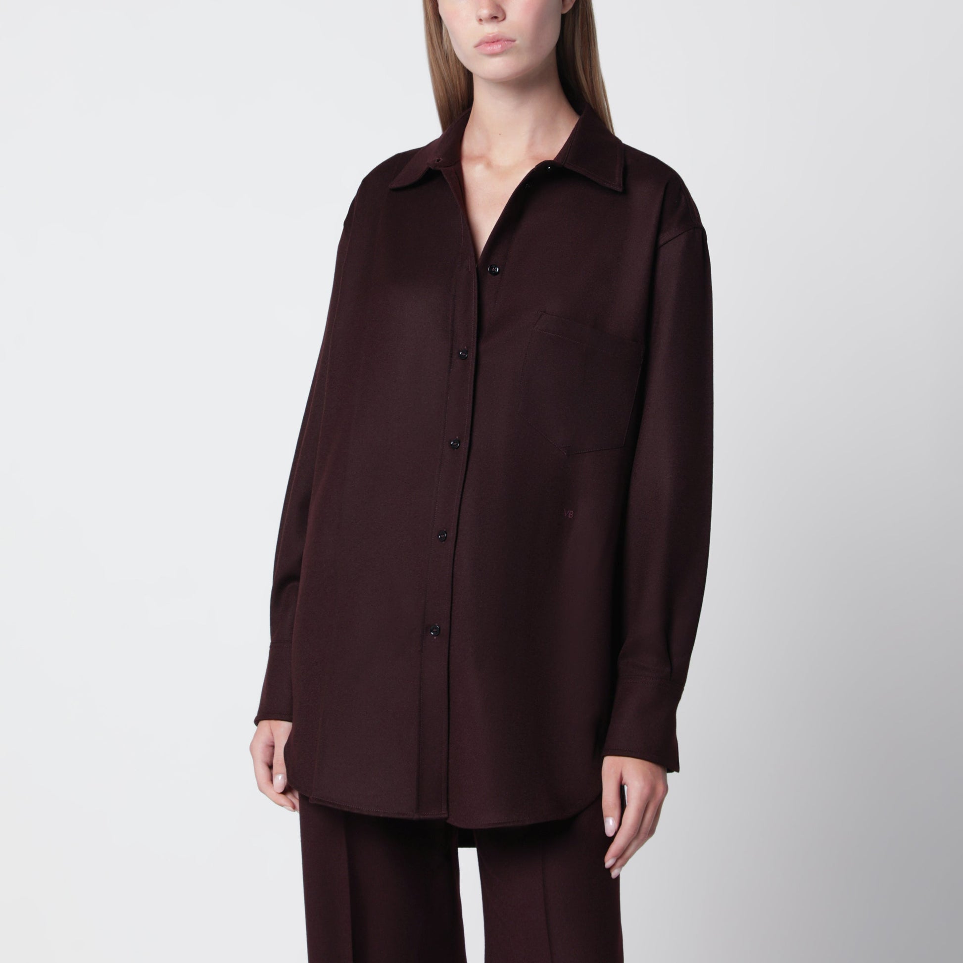 Victoria Beckham Virgin Wool Flannel Shirt In Acai Women VICTORIA BECKHAM