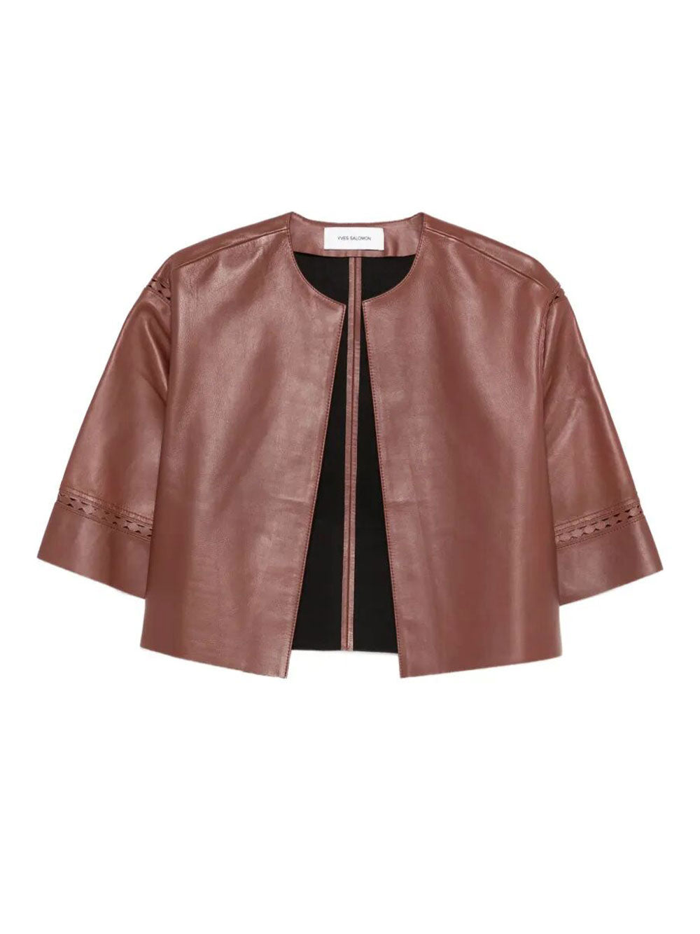 Yves Salomon Women Laser-Cut Leather Cropped Jacket YVES SALOMON