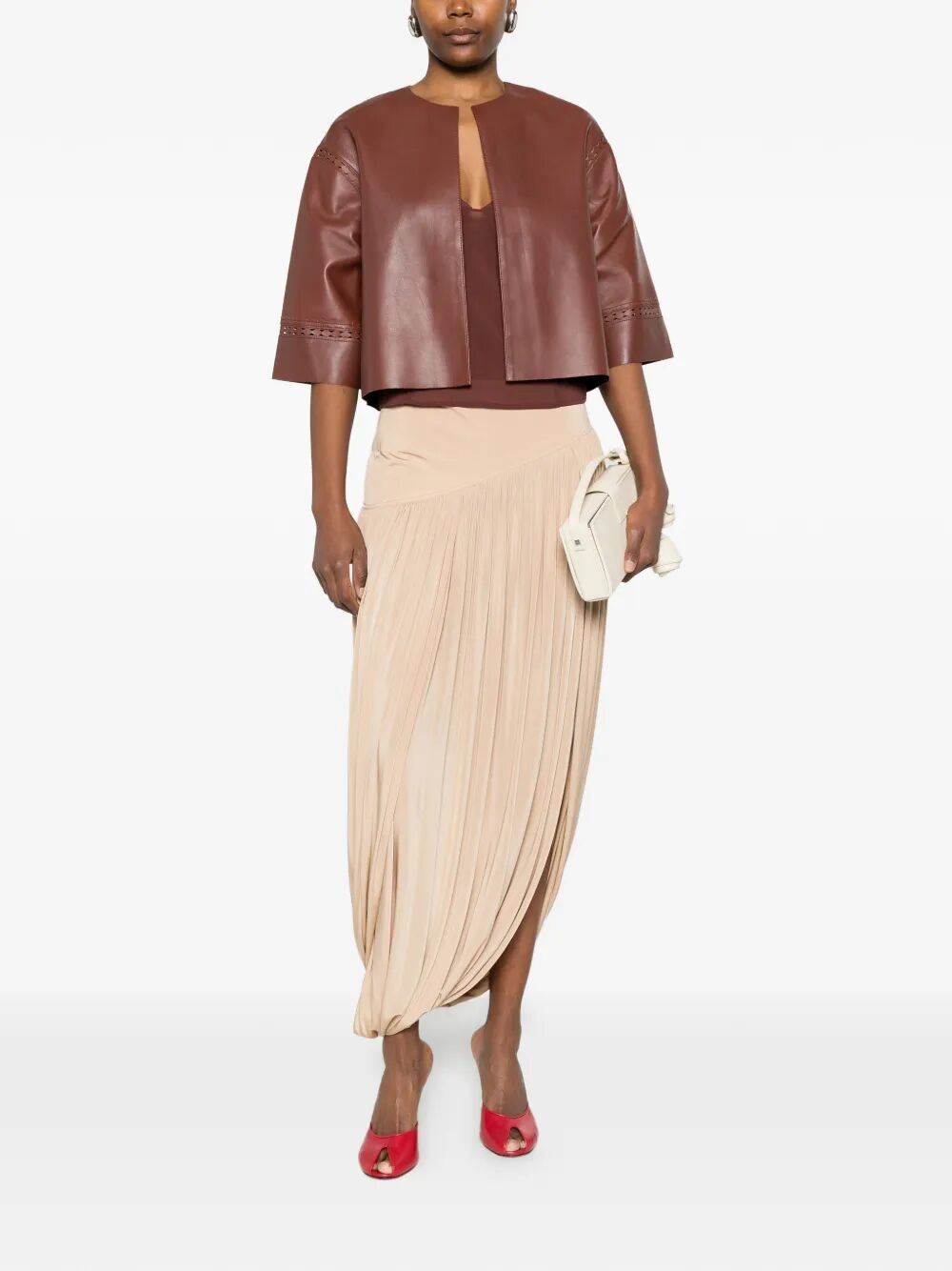 Yves Salomon Women Laser-Cut Leather Cropped Jacket YVES SALOMON