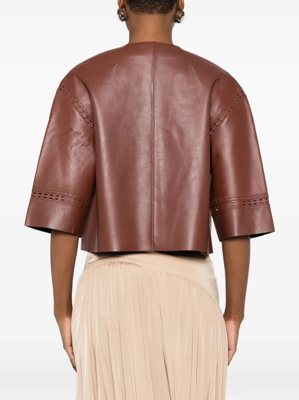 Yves Salomon Women Laser-Cut Leather Cropped Jacket YVES SALOMON