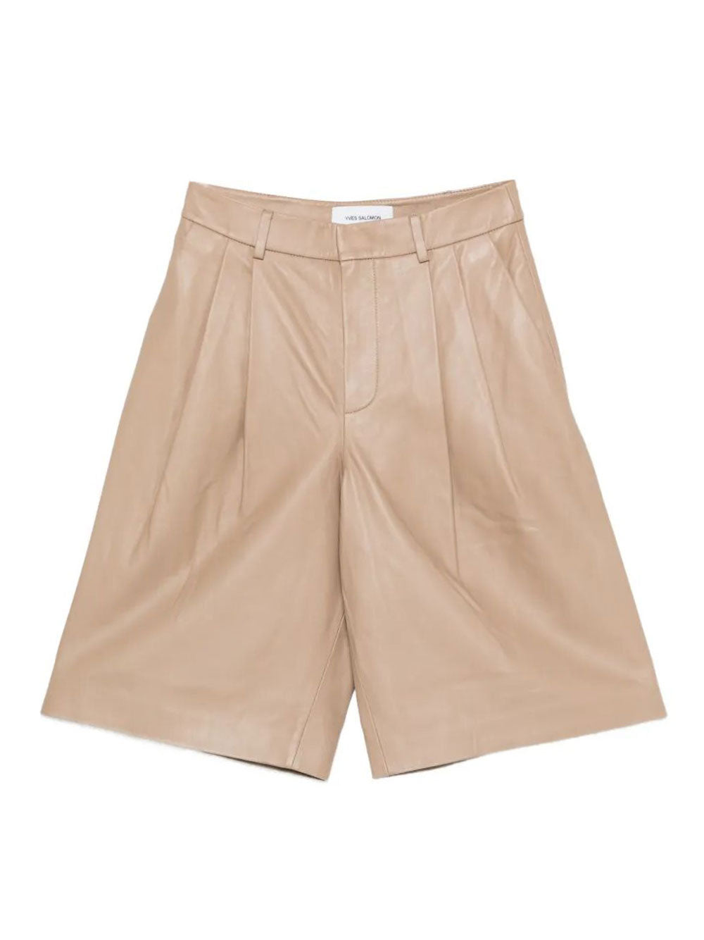 Yves Salomon Women Pleated Leather Bermudas YVES SALOMON