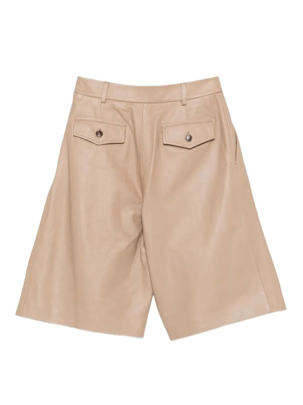 Yves Salomon Women Pleated Leather Bermudas YVES SALOMON