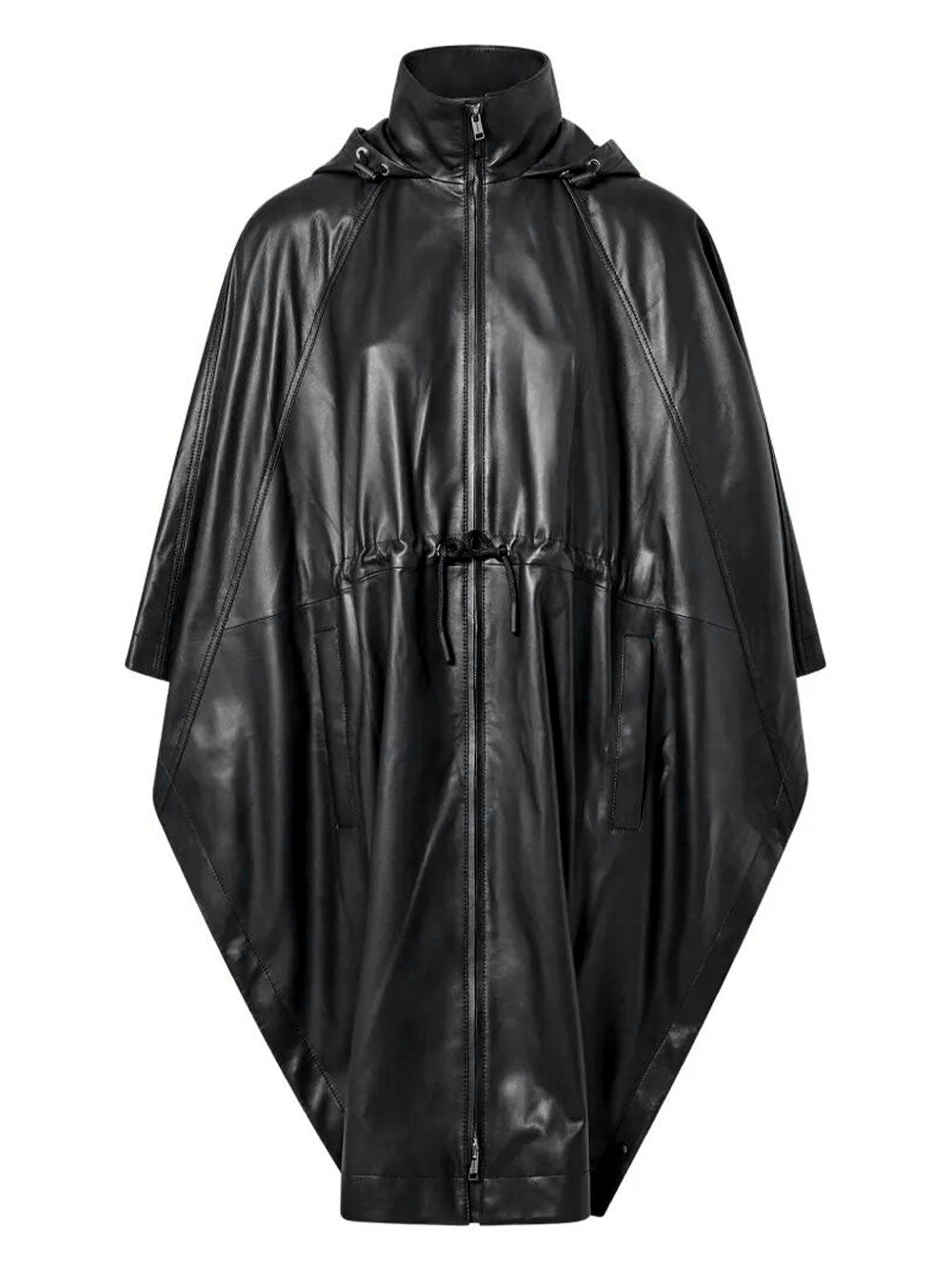 Yves Salomon Women Leather Cape With Drawstring Waist YVES SALOMON