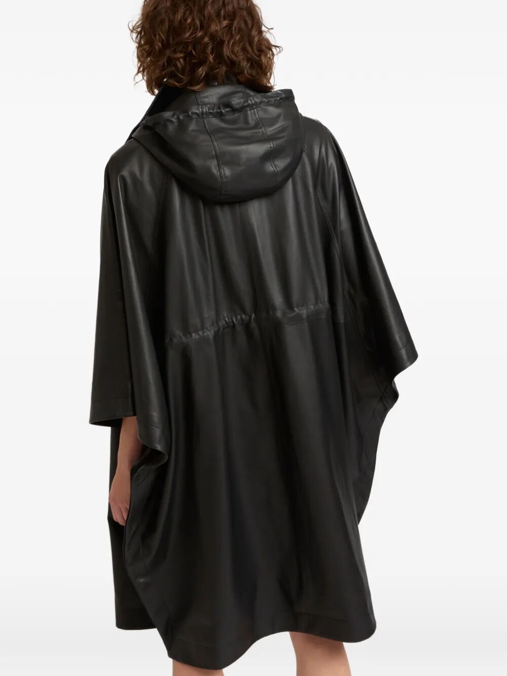 Yves Salomon Women Leather Cape With Drawstring Waist YVES SALOMON