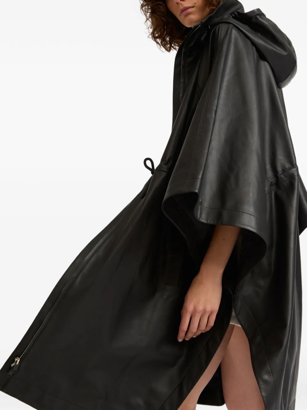 Yves Salomon Women Leather Cape With Drawstring Waist YVES SALOMON