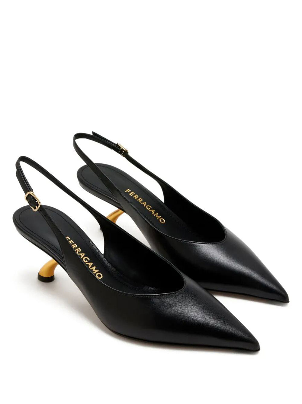 Ferragamo Women Cleya 55 S-Shaped Leather Slingback FERRAGAMO