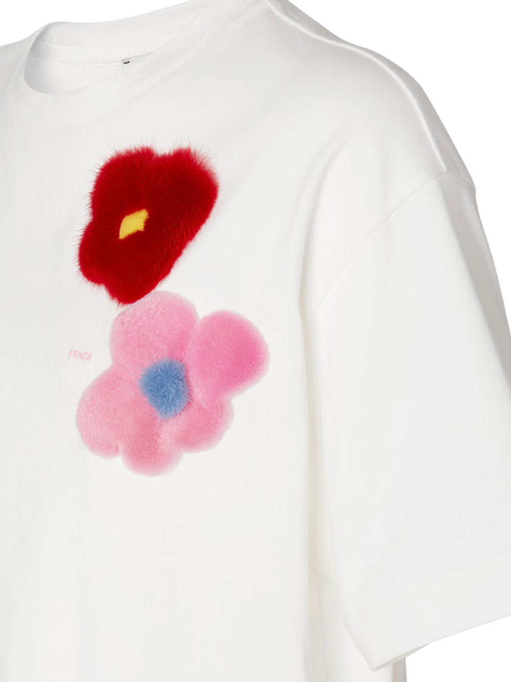 Fendi Women Jersey T-Shirt With Sunny Side Flowers Mink Brooches FENDI