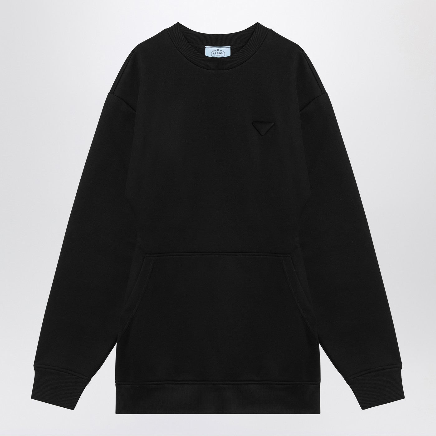 Prada Black Short Plush Dress With Logo Triangle Women PRADA