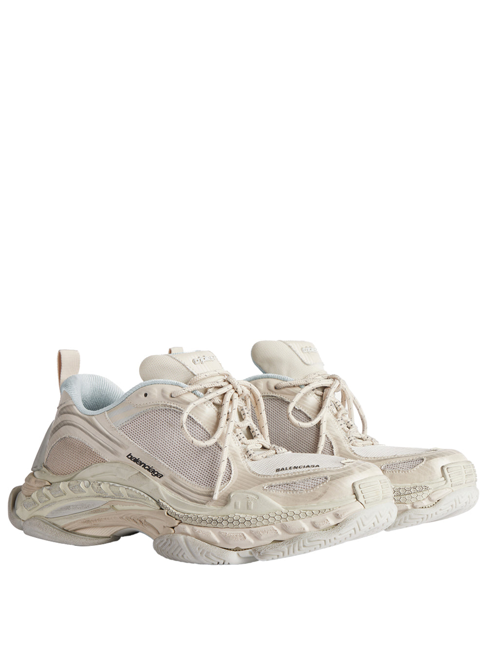 Balenciaga Women Triple S.2 Worn-Out Effect Mesh Sneakers BALENCIAGA