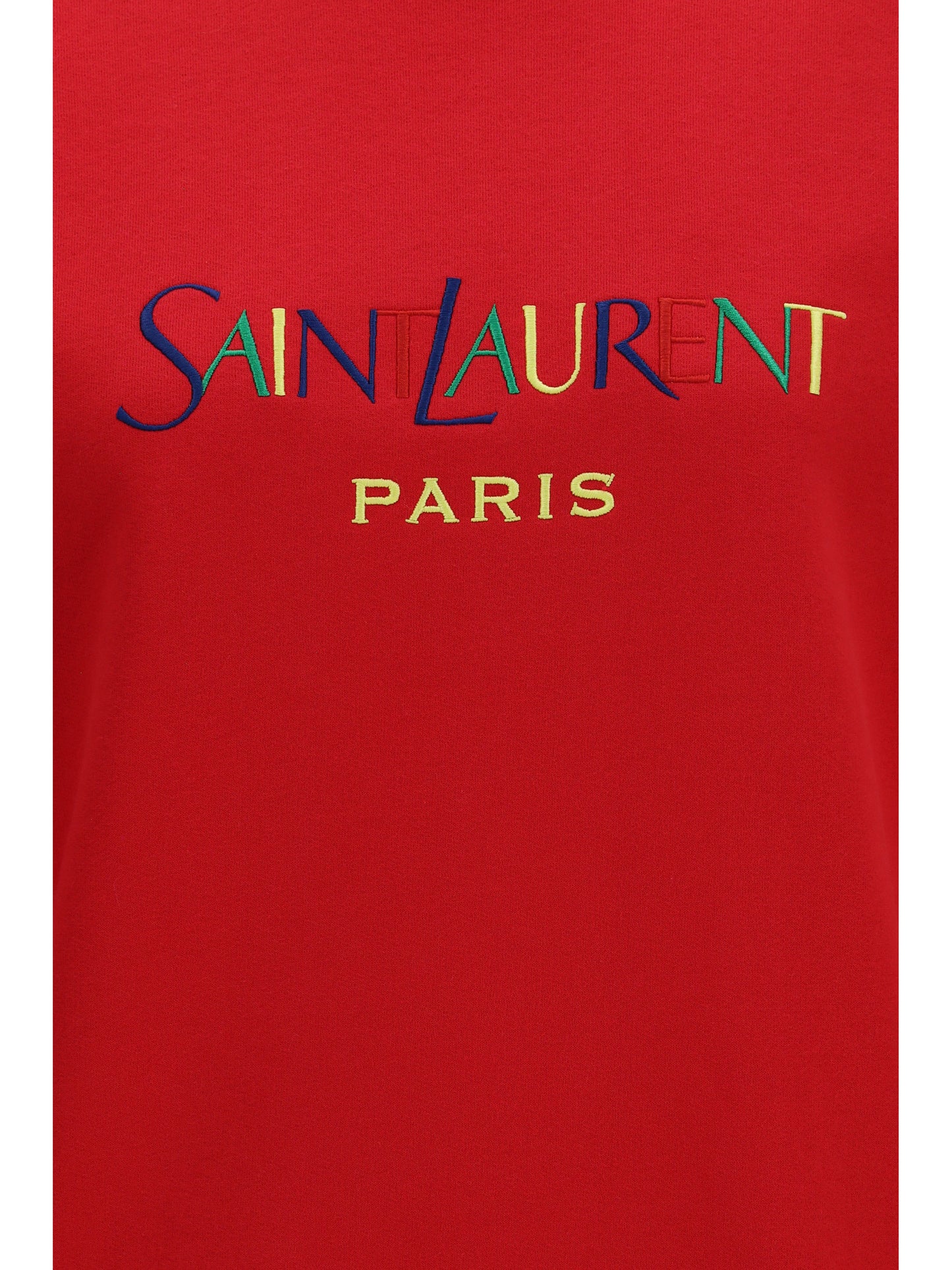 Saint Laurent Women Cotton Crewneck Sweatshirt With Saint Laurent Paris Embroidery SAINT LAURENT